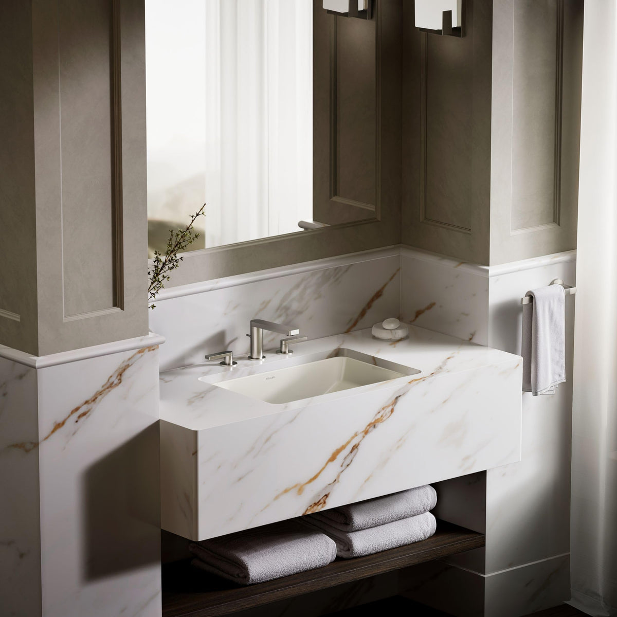KOHLER 2215-0 Ladena Rectangular Undermount Bathroom Sink Vanity With Curved Bottom, 23-1/4 L x 16-1/4 W, White Bathroom Sinks