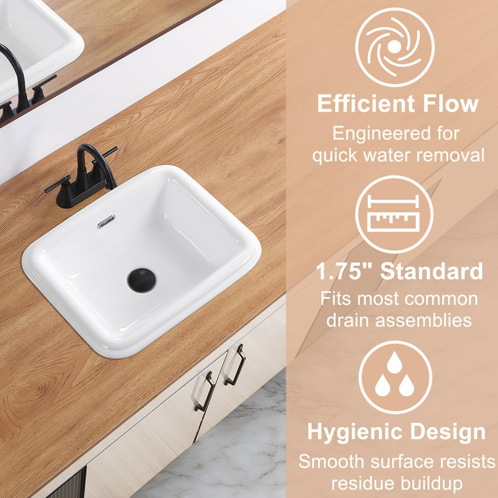 23" Drop-in Bathroom Sink with 8" Widespread 3 Hole Ceramic Basin