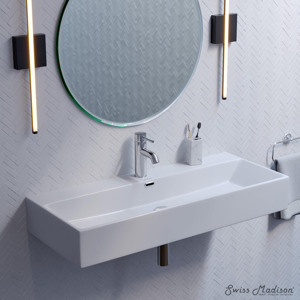 Claire 30" Rectangle Wall Mount Bathroom Sink in Glossy White