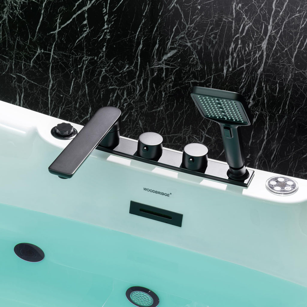 WOODBRIDGE 72"Ã35-3/8" Double Slipper Whirlpool&Air, Heated Soaking Bathtub