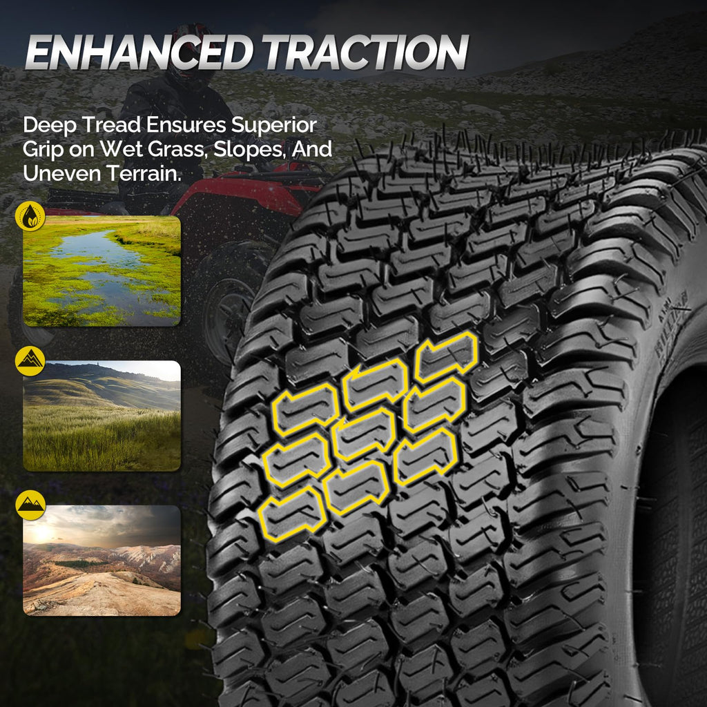 TUFFIOM 24x12.00-12 Lawn Mower Tires Set of 2, 6PR Turf Tire Lawn & Garden Tires for Garden Tractor Riding Mower, Tubeless