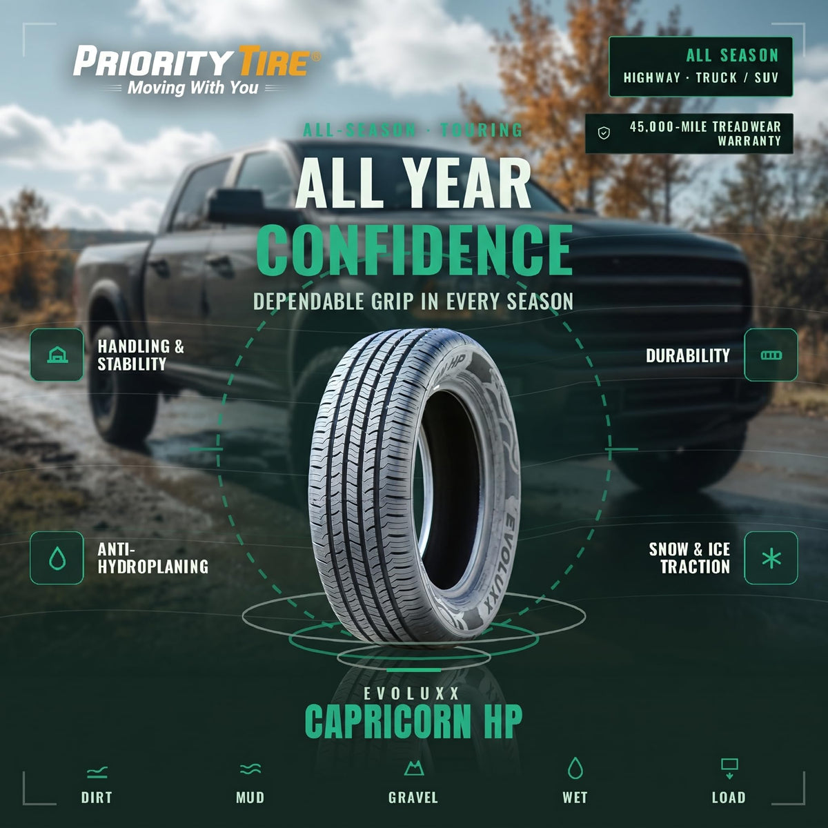 Evoluxx Capricorn HP 235/60R17 102H All Season SL 17 inch Tire