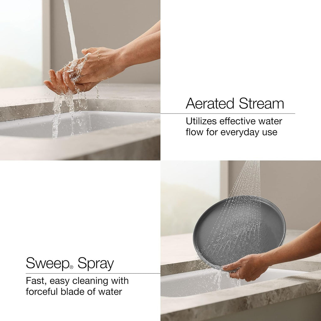 KOHLER R43210-VS Bevinâ¢ Kitchen Sink Faucet with Pull Down Sprayer, Two-Function Sprayhead Kitchen Faucets, 1.5 GPM, Vibrant Stainless