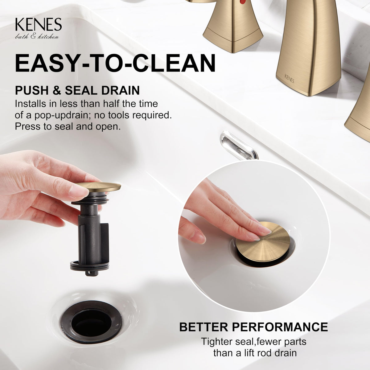 KENES Bathroom Faucets for Sink 3 Hole, Chrome 8 Inch 2 Handle Widespread