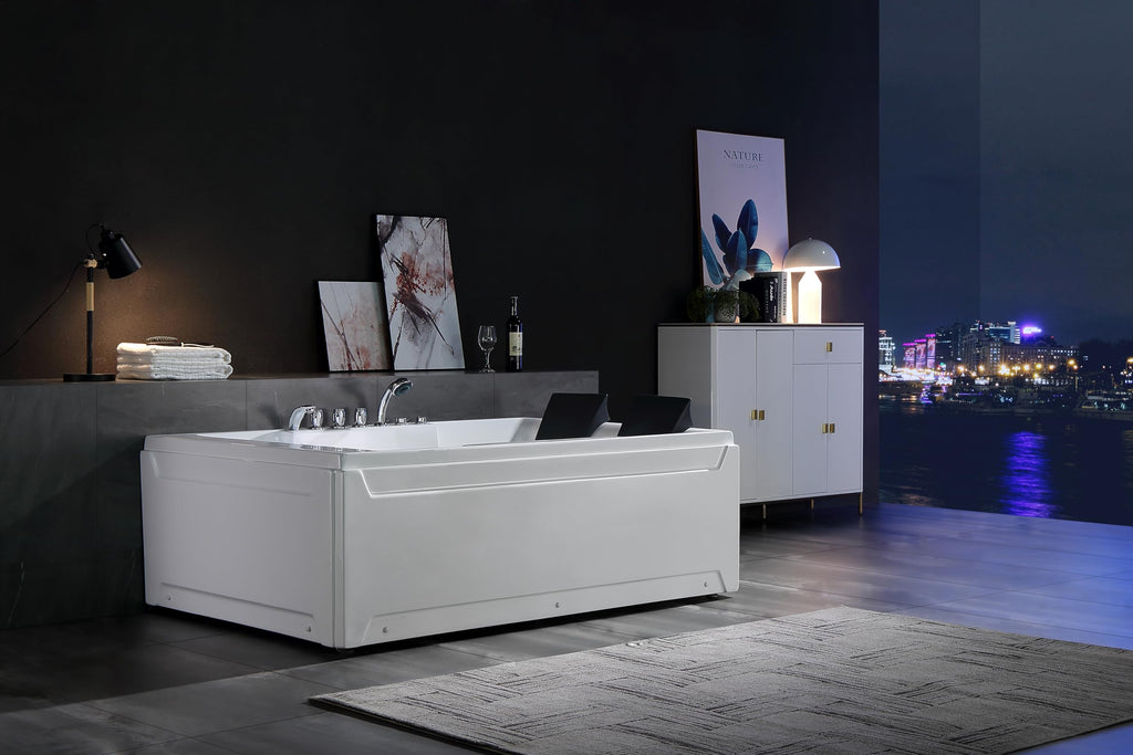Empava Acrylic Whirlpool Bathtub, 71" Jetted Tub with Healing Chromotherapy