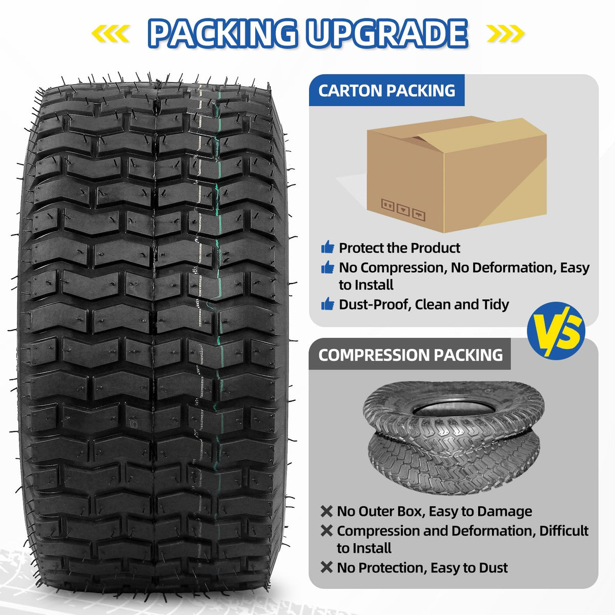 GICOOL 18x9.50-8 Tubeless Lawn Mower Tire for Riding Mower Tractor, 4 Ply