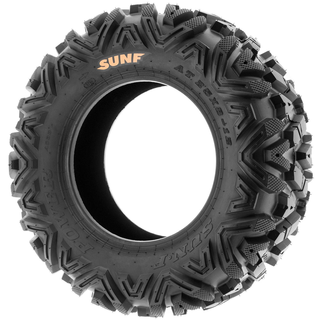 Set of 4 SunF Power.I ATV UTV all-terrain Tires 25x8-12 Front & 25x10-12 Rear, 6 PR, Tubeless A033