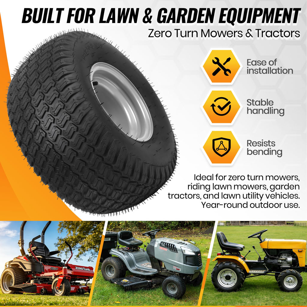 AR-PRO (2 Pack) 18x8.5-8 Lawn Mower Tire and Wheel, 4-Lug Tubeless