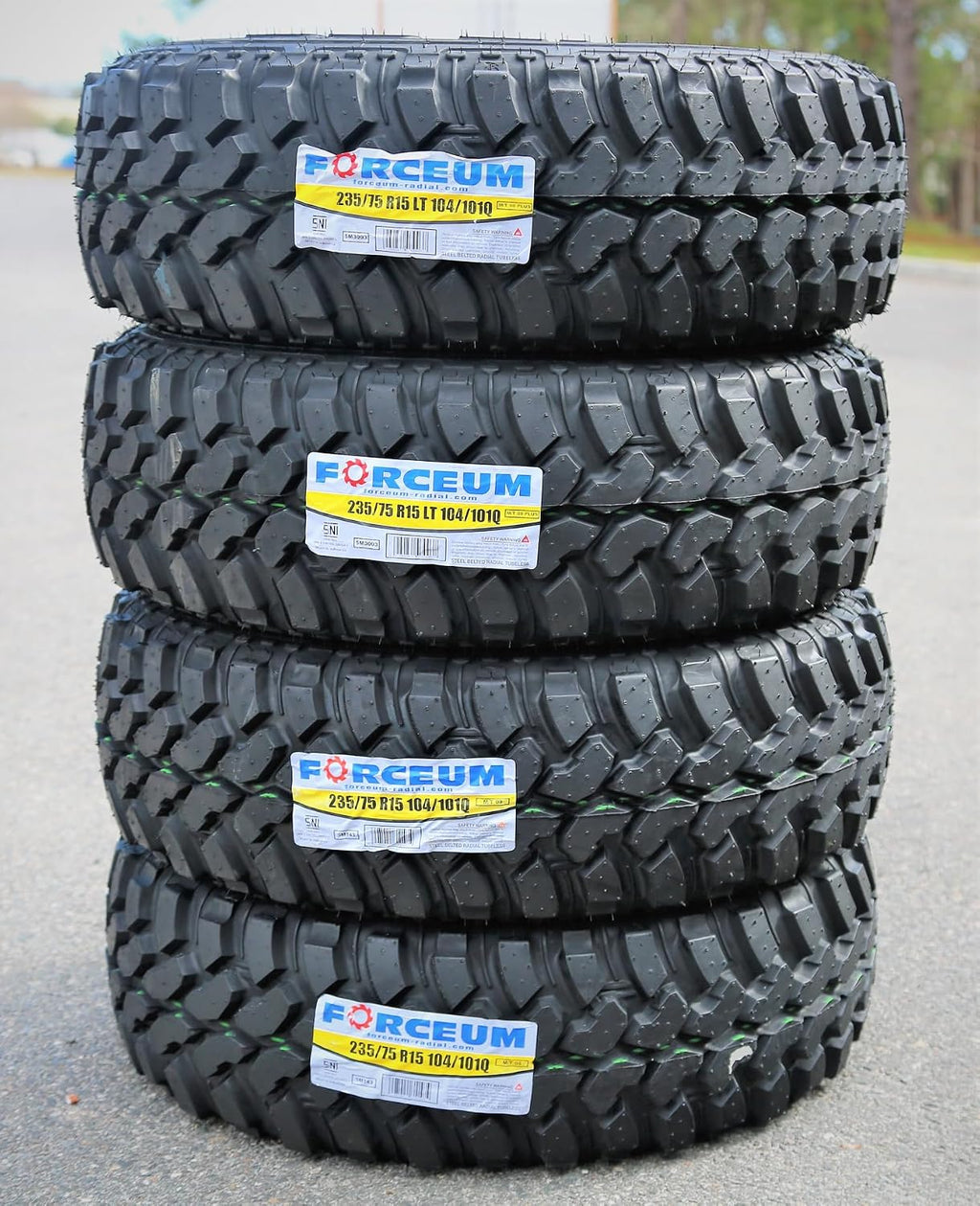 Set of 4 (Four) Forceum M/t 08 Mud Off-Road Light Truck Radial Tires-Lt235/75R15 235/75-15 104/101Q Load Range C Lrc 6-Ply BSW Black SideWall