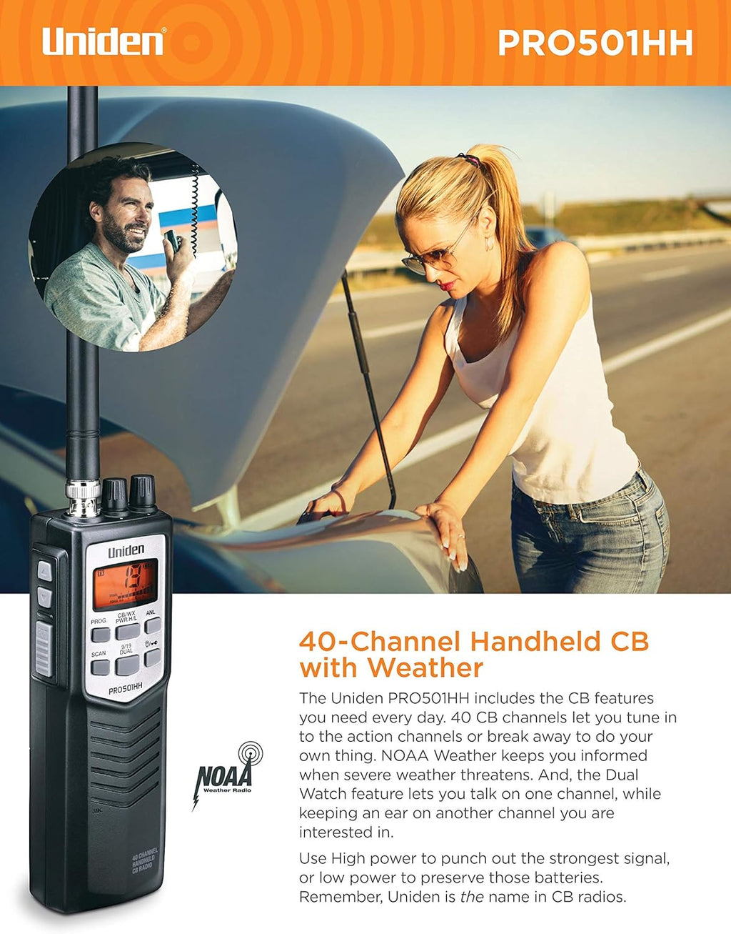 Uniden PRO501HH Pro-Series 40-Channel Portable Handheld CB Radio