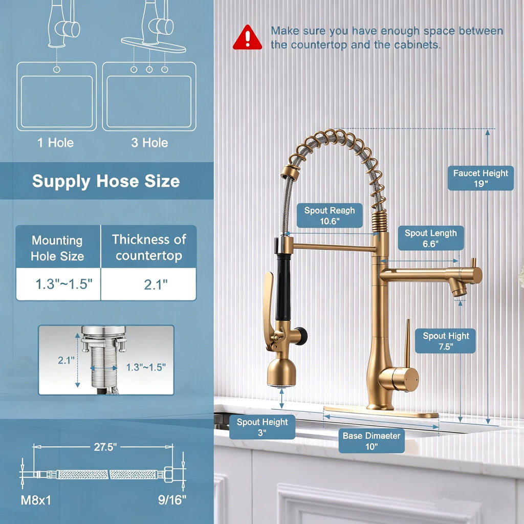 GIMILI Commercial Kitchen Sink Faucet with Pull Down Sprayer Brushed Nickel
