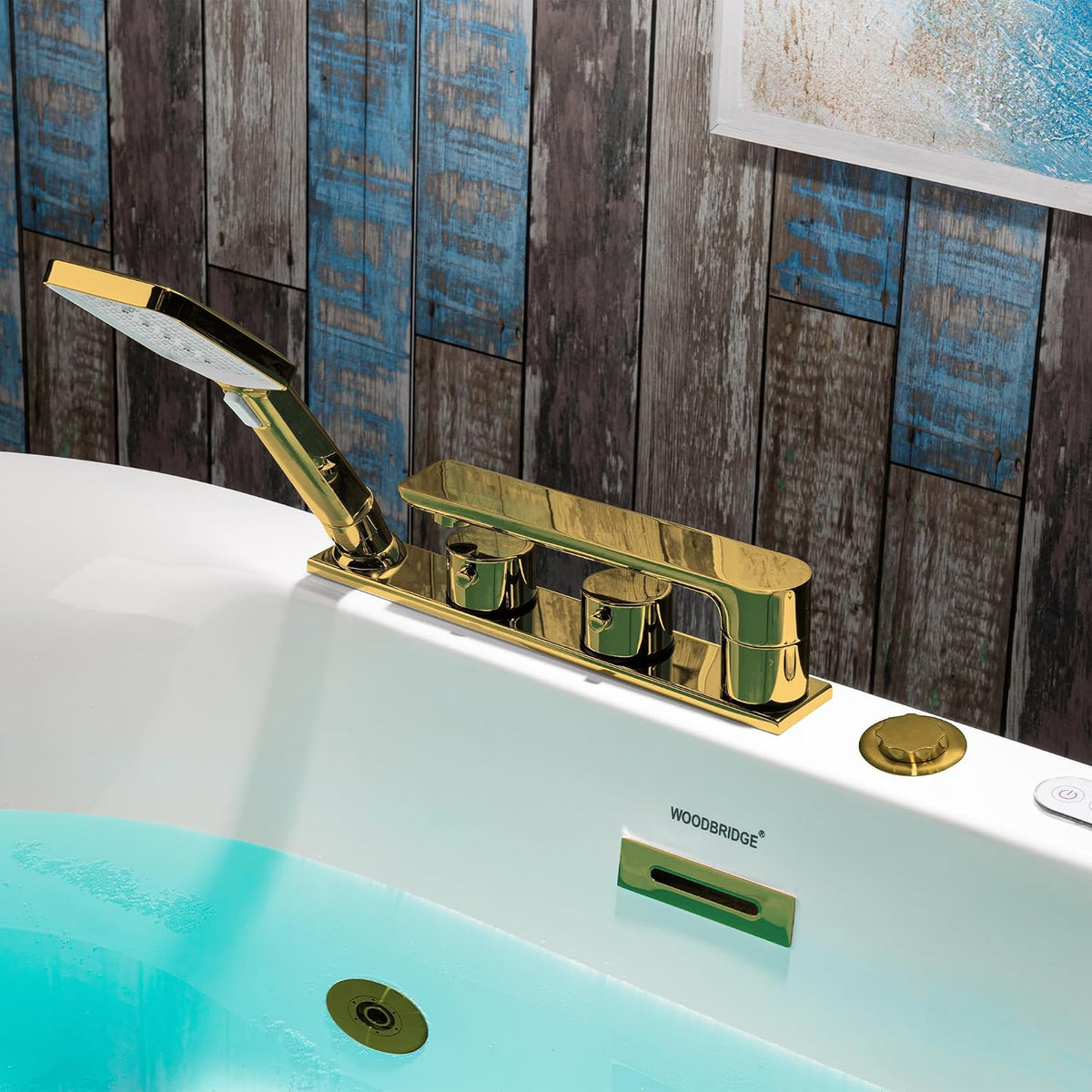 WOODBRIDGE 59"Ã31-1/2" Compact Whirlpool & Air, Heated Bathtub with Faucet