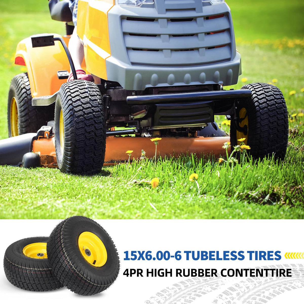 GICOOL 20x10.00-8 Lawn Mower Tire and Wheel, 3/4" Borehole, and 3/16" Keyway, 3.5" Offset Hub, 4 Ply Tubeless Tire, Replacement 20x10-8nhs Riding Lawn Mower and Tractor Rear Tire and Wheel Assemblies