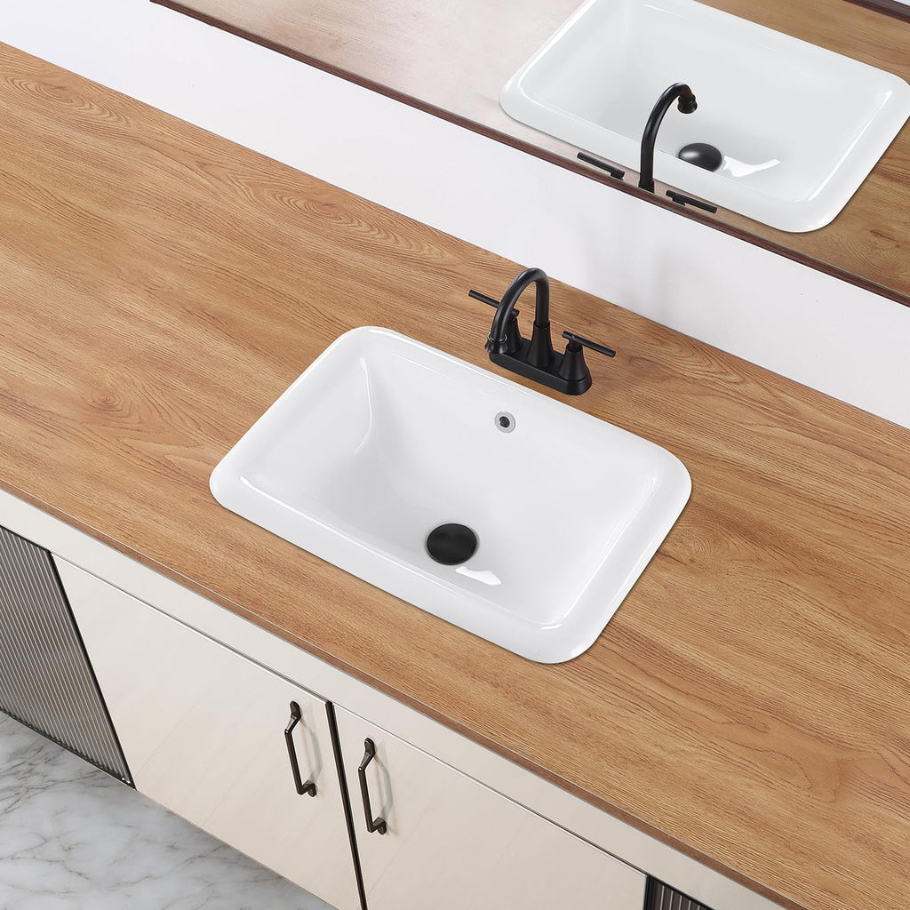 23" Drop-in Bathroom Sink with 8" Widespread 3 Hole Ceramic Basin