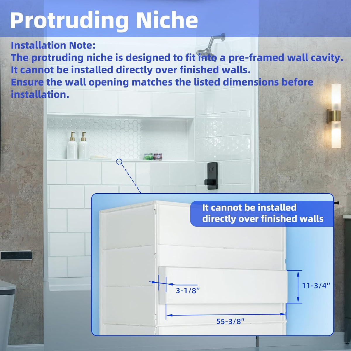 WOODBRIDGE 60â x 32â Four-Piece Direct-to-Stud Alcove Tub Surround with Left-Drain Hole Soaking Bathtub Combo in White