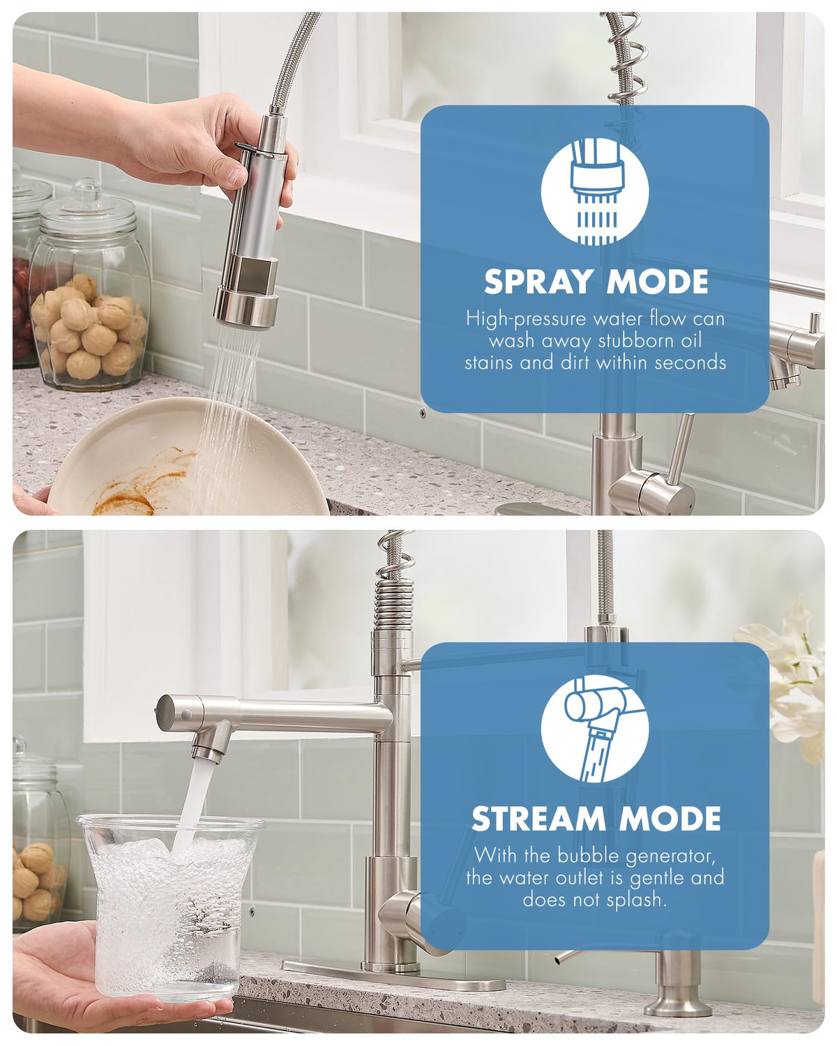 AIMADI Contemporary Kitchen Sink Faucet,Brushed Nickel Stainless Steel