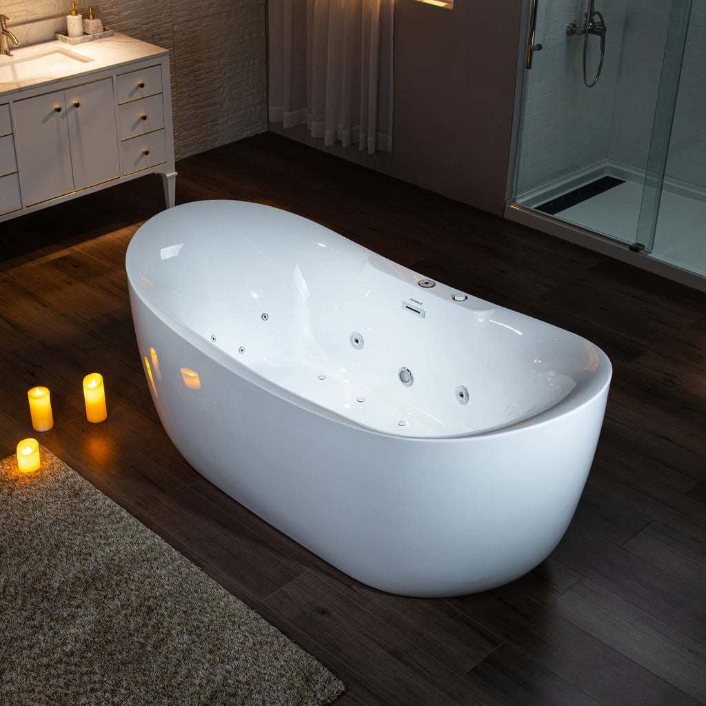 WOODBRIDGE 72"Ã35-3/8" Double Slipper Whirlpool&Air, Heated Soaking Bathtub