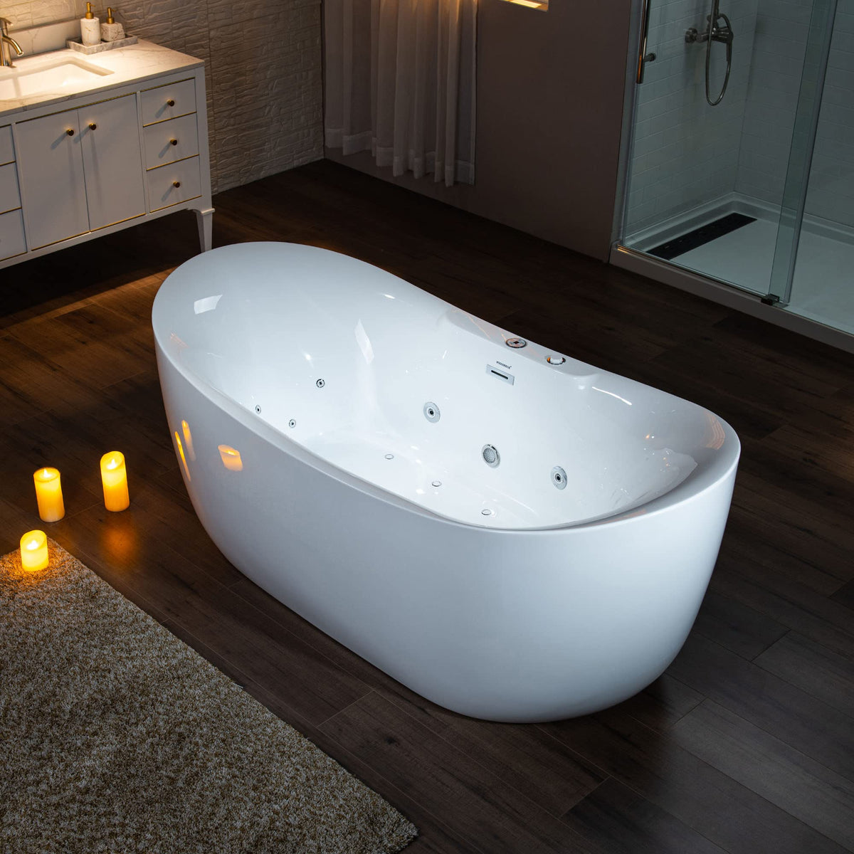 WOODBRIDGE 72"Ã35-3/8" Double Slipper Whirlpool&Air, Heated Soaking Bathtub