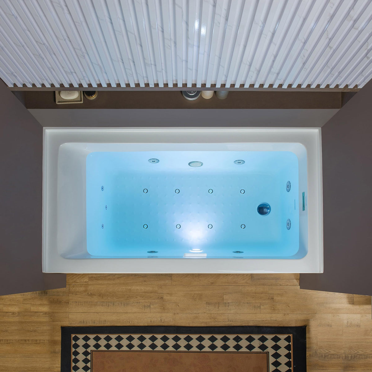 WOODBRIDGE 60" x 32" Alcove Acrylic Rectangular Whirlpool and Air Heated Tub in White with right Drain, Matte Black Finish Trim and Drain Kit Included, DF631-R-MB02