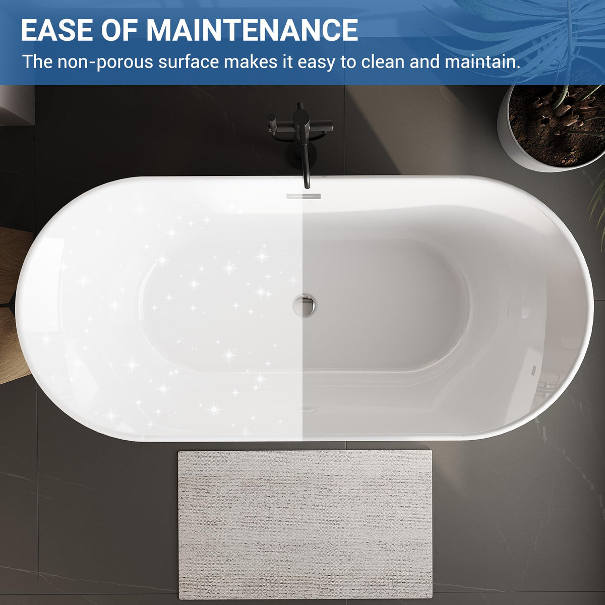 49" Acrylic Freestanding Bathtub - Japanese Square Soaking Tub with Built-in Seat & Toe-Tap Drain, Glossy White Finish, CUPC Certified