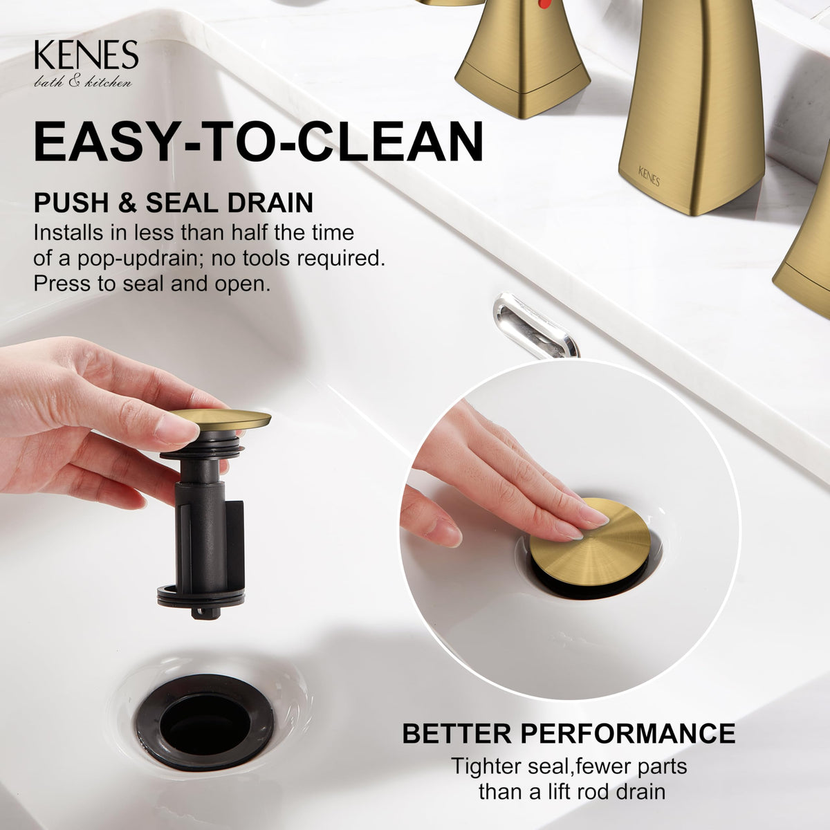 KENES Bathroom Faucets for Sink 3 Hole, Chrome 8 Inch 2 Handle Widespread