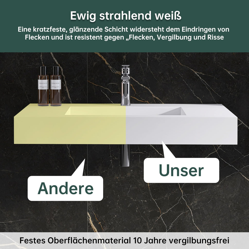 47" Wall Mount Sink, Artificial Stone Bathroom Sink, Single Hole