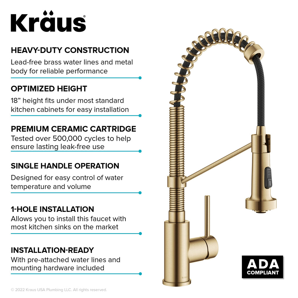 KRAUS Chrome 18.75 in Commercial Pull Down Kitchen Faucet KPF-1610CH