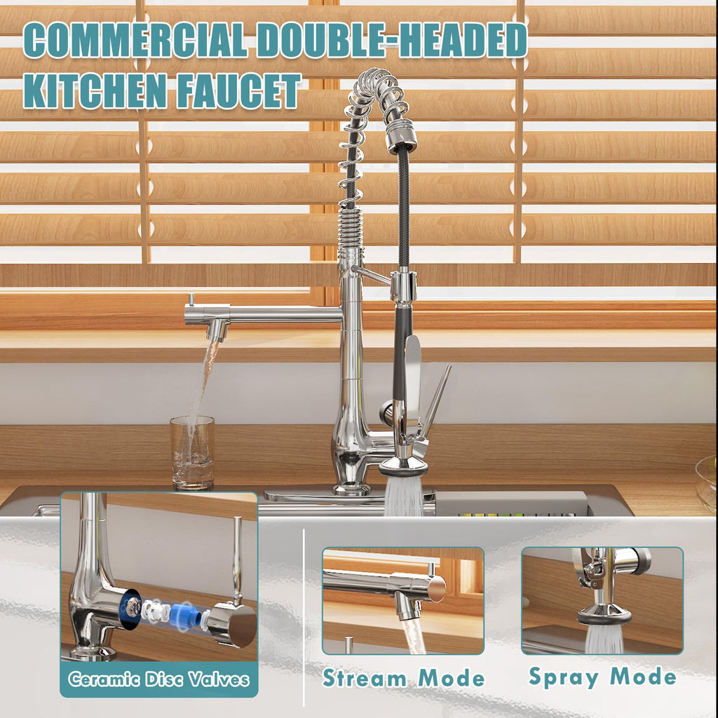 GIMILI Commercial Kitchen Sink Faucet with Pull Down Sprayer Brushed Nickel
