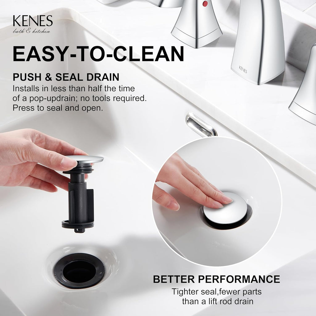 KENES Bathroom Faucets for Sink 3 Hole, Chrome 8 Inch 2 Handle Widespread
