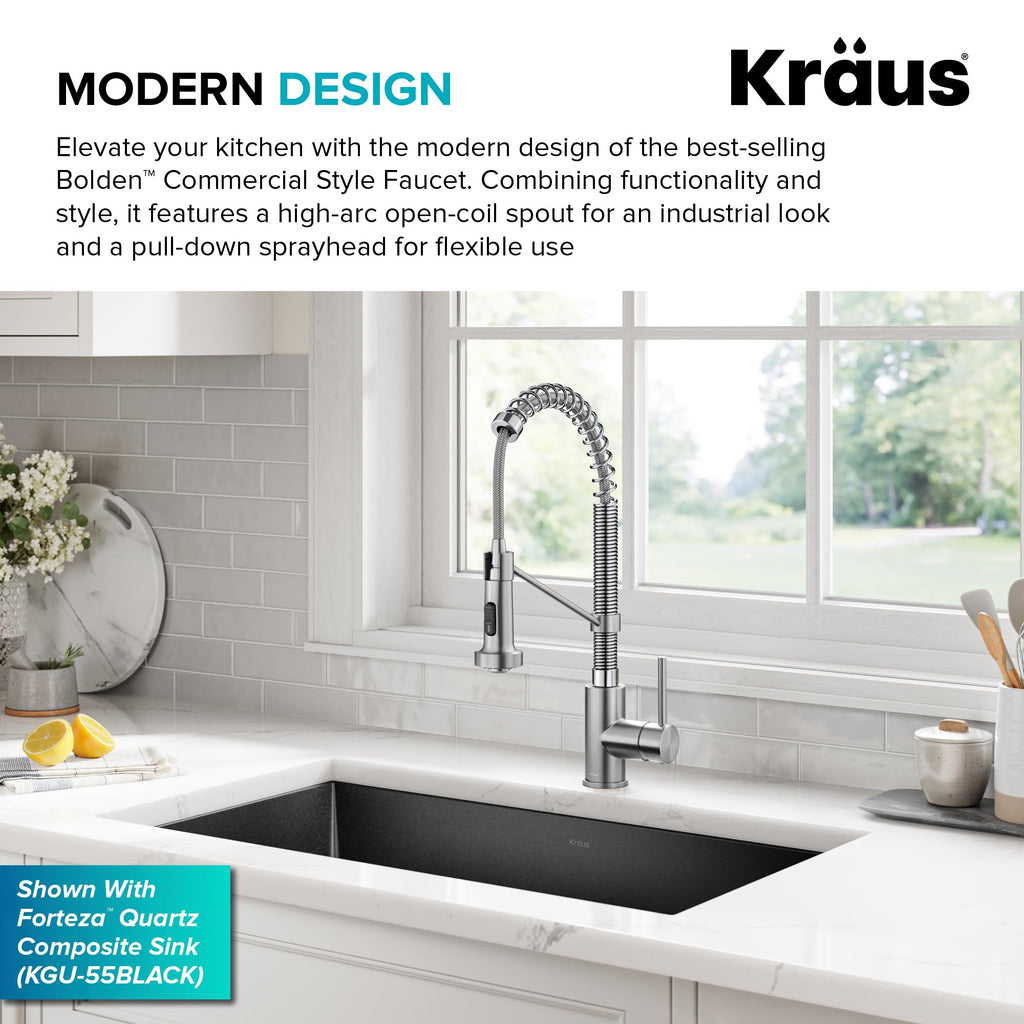 KRAUS Chrome 18.75 in Commercial Pull Down Kitchen Faucet KPF-1610CH