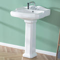 Miuara Freestanding 23 x19 Inch White Pedestal Sink 3 Hole for Bathroom
