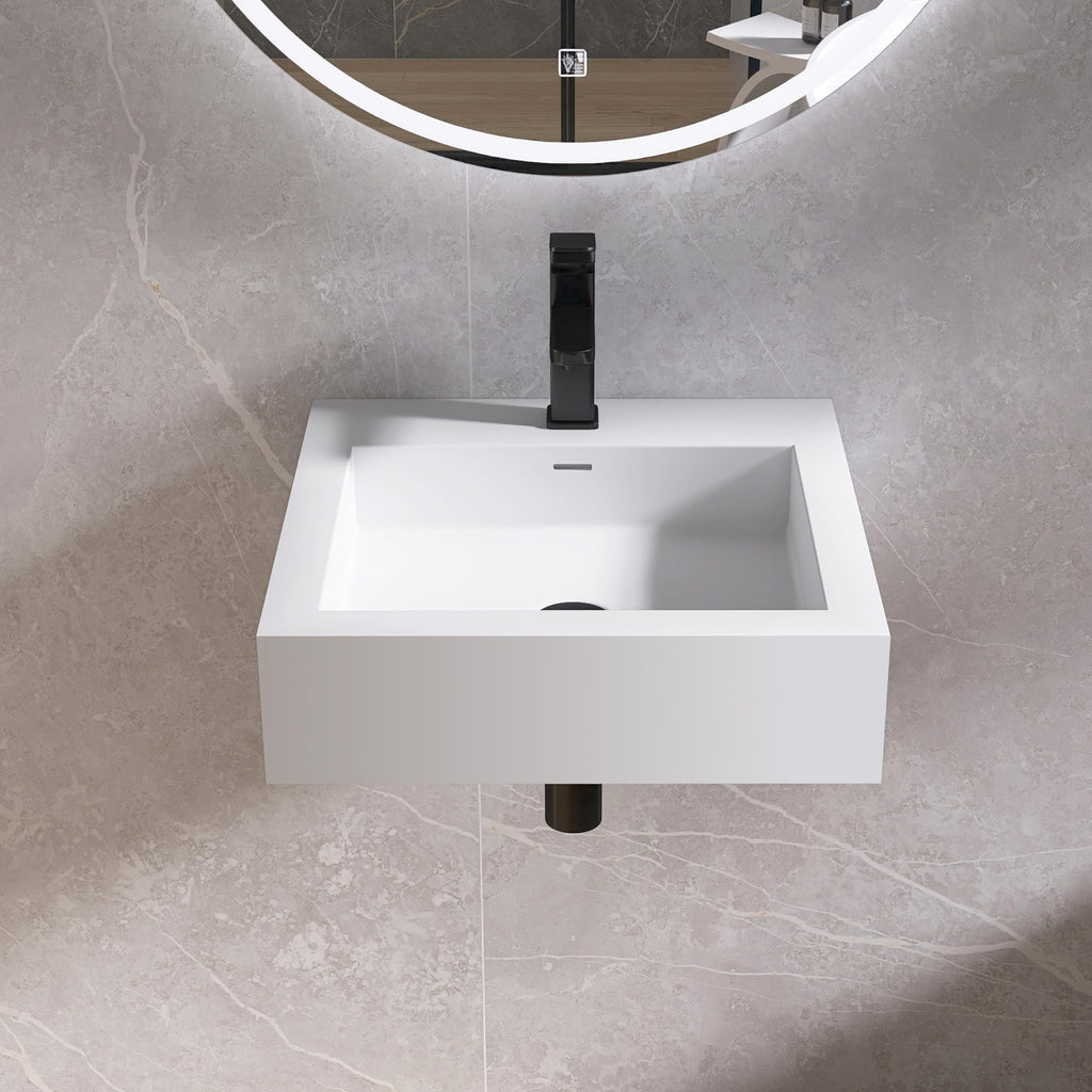 47" Wall Mount Sink, Artificial Stone Bathroom Sink, Single Hole