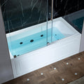WOODBRIDGE 60" x 32" Alcove Acrylic Rectangular Whirlpool Heated Jetted Tub in White with Left Drain, Matte Black Finish, BS429-L-MB02
