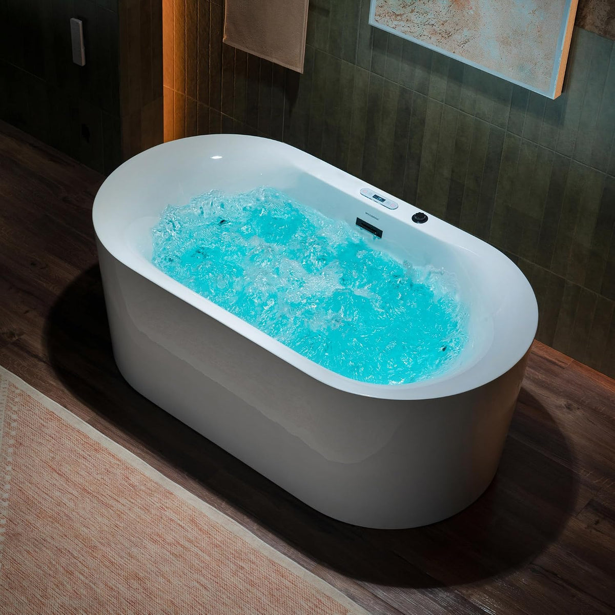 WOODBRIDGE 59" Ã 31-1/2" Compact Whirlpool & Air, Heated Soaking Bathtub