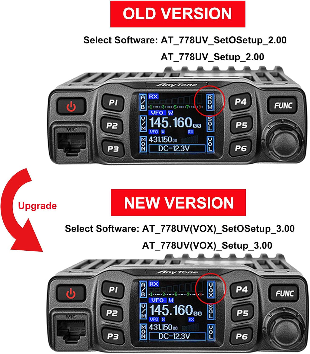Anytone AT-778UVII Amateur Mobile Radio with Car Antenna 38 in