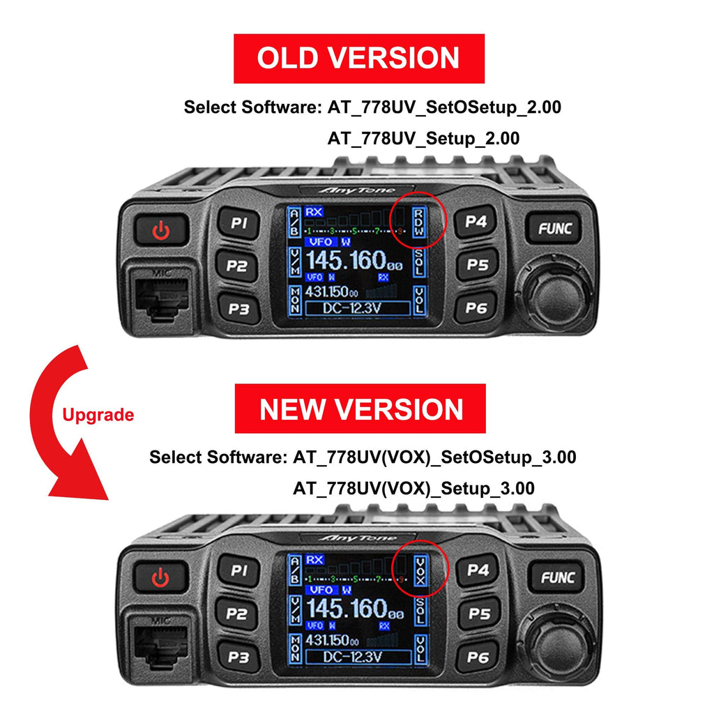 Anytone AT-778UVII Amateur Mobile Radio with Car Antenna 38 in