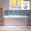 WOODBRIDGE 60" Acrylic Rectangular Alcove Soaking Bathtub in White with Right Drain, Brushed Nickel Pop-Up Drain Included BA6030R