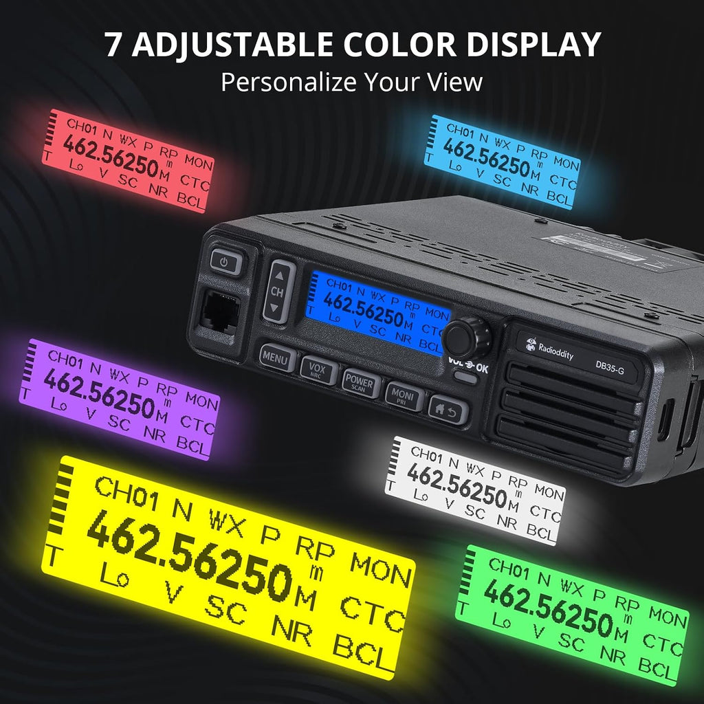 Radioddity DB35-G GMRS Mobile Radio 35W with Detachable Faceplate, NRC