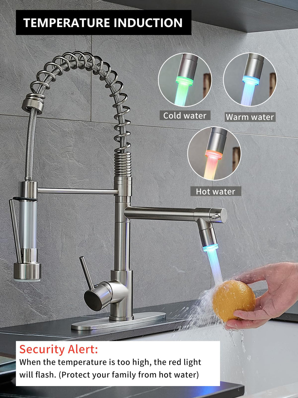 AIMADI Contemporary Kitchen Sink Faucet,Brushed Nickel Stainless Steel