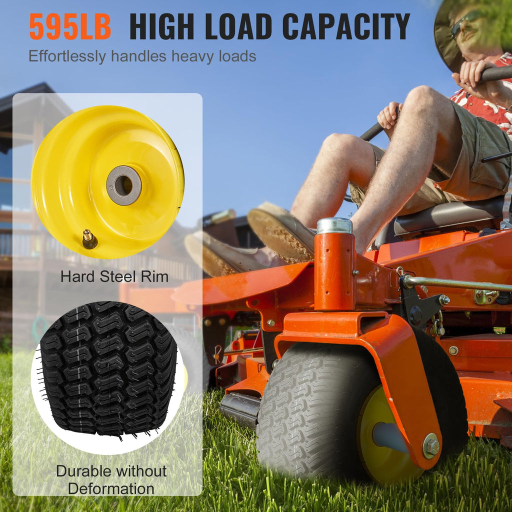 VEVOR Lawn Mower Tires with Rim, 20x8-8" Tubeless Tractor Tires, 2-Pack Tire and Wheel Assembly, S-Turf Pneumatic Tires with 3.5" Offset Hub and 3/4" Bushing Size, for Riding Mowers Lawn Tractors