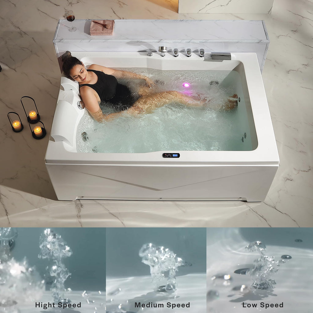 Empava Acrylic Whirlpool Bathtub, 71" Jetted Tub with Healing Chromotherapy