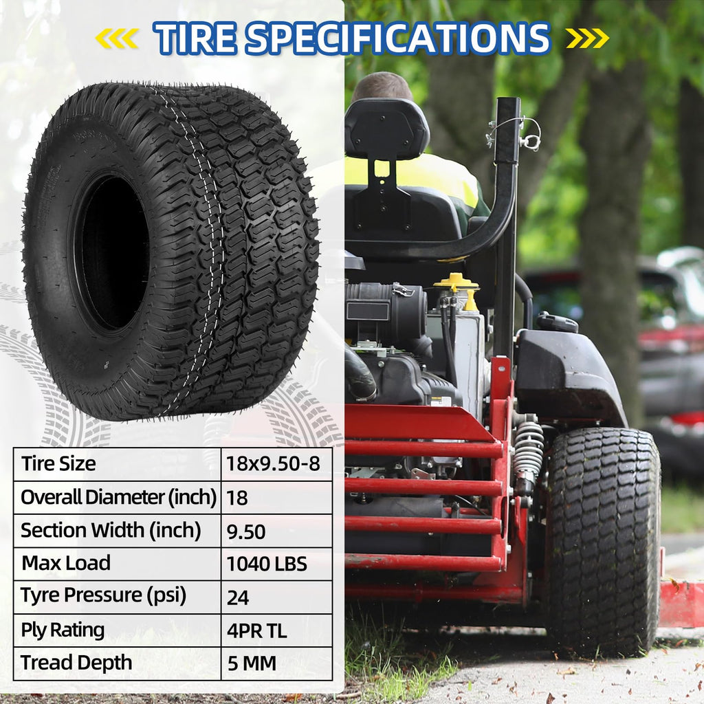 GICOOL 20x12.00-10 Tubeless Lawn Mower Tire for Riding Mower Tractor, 4Ply