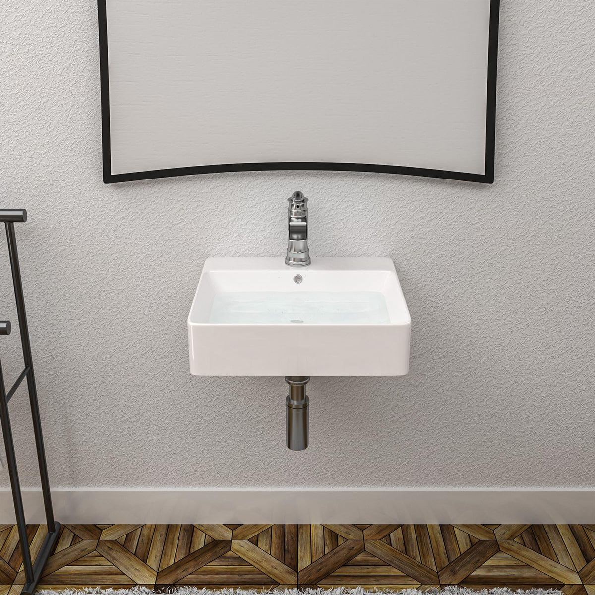 Mocoloo Bathroom Sink Undermount 22"x16" White Rectangle Porcelain Sink with Vertical Sides and Overflow Drain Under Counter Mount Ceramic Lavatory Vanity Sinks for Bathroom Interior Size 19 x 13
