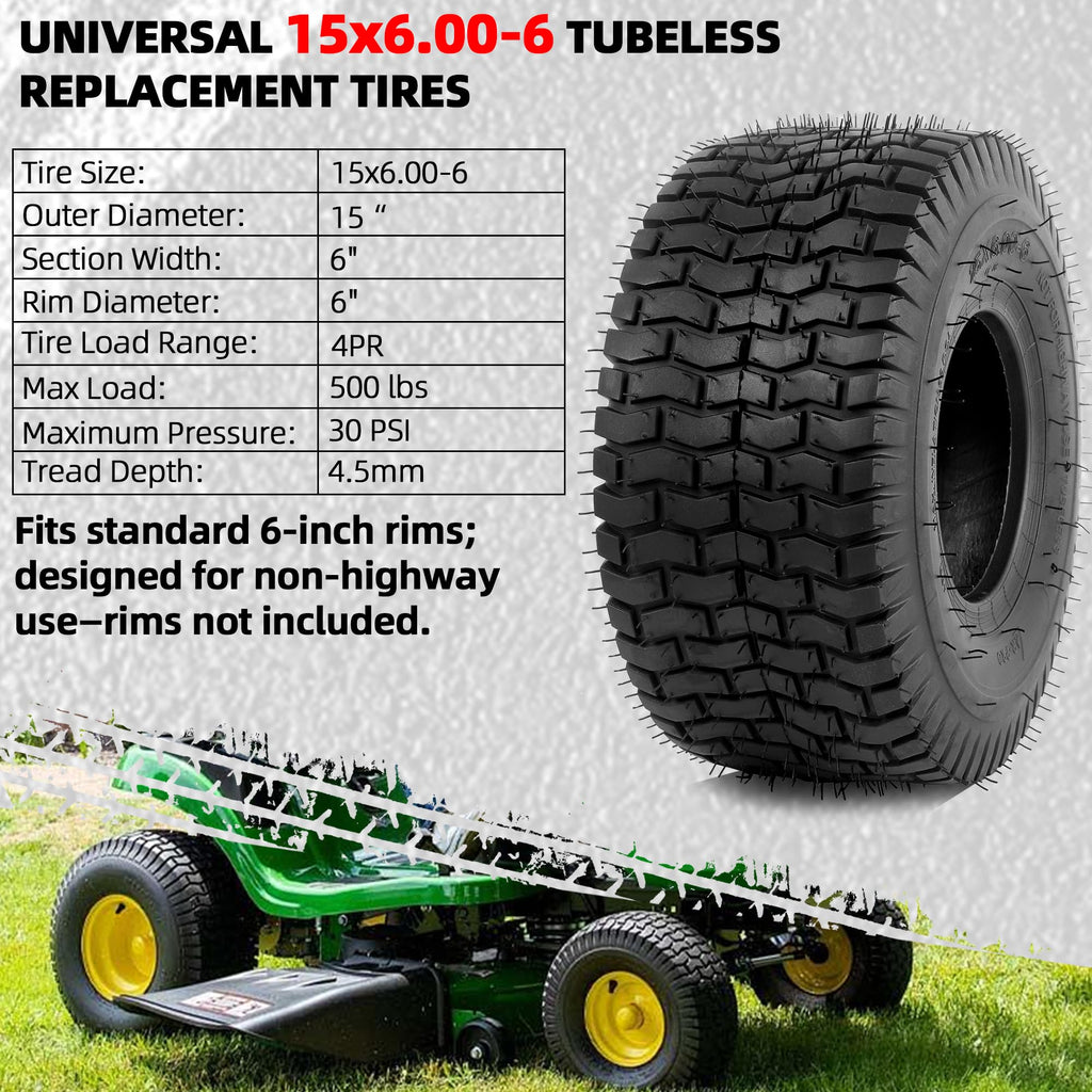 AR-PRO (2 Pack) 20x8.00-8 Lawn Mower Turf Tires, Tubeless, No Rims