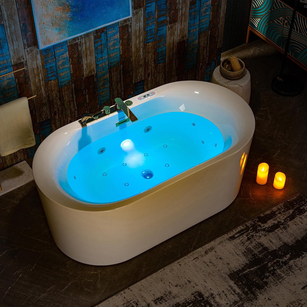WOODBRIDGE 59"Ã31-1/2" Compact Whirlpool & Air, Heated Bathtub with Faucet