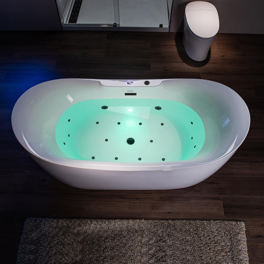 WOODBRIDGE 72"Ã35-3/8" Double Slipper Whirlpool&Air, Heated Soaking Bathtub