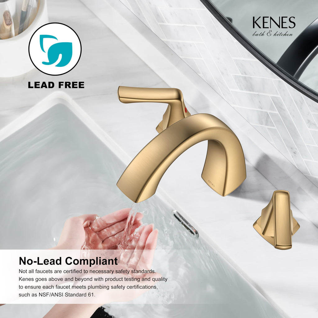 KENES Bathroom Faucets for Sink 3 Hole, Chrome 8 Inch 2 Handle Widespread
