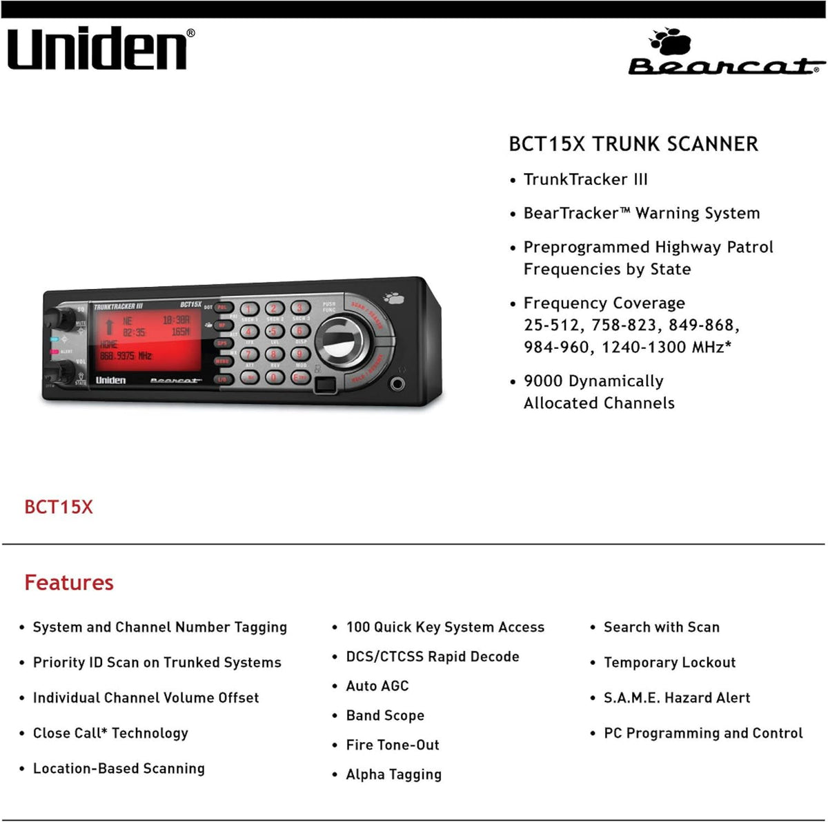 Uniden BearTracker Scanner (BCT15X) and External Communications Speaker Bundle