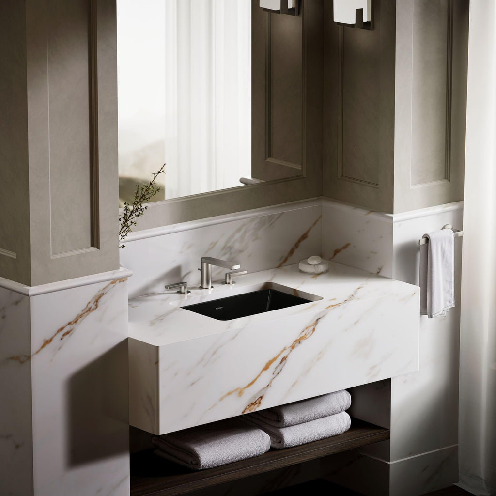 KOHLER 2214-0 Ladena Rectangular Undermount Bathroom Sink With Curved Bottom, 20-7/8" W X 14-3/8" L, White