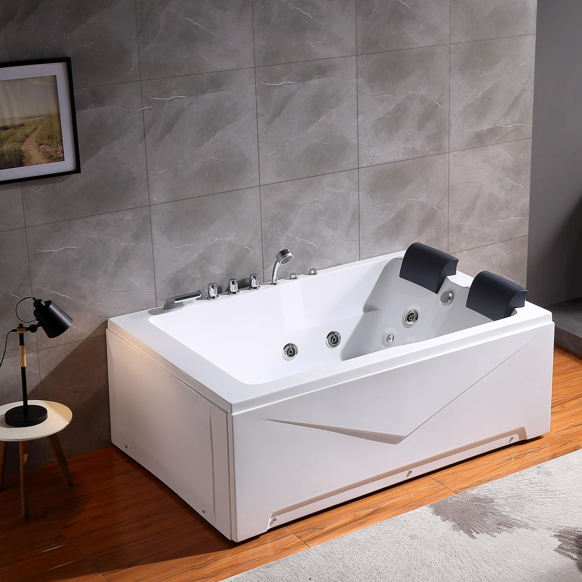 Empava Acrylic Whirlpool Bathtub, 71" Jetted Tub with Healing Chromotherapy